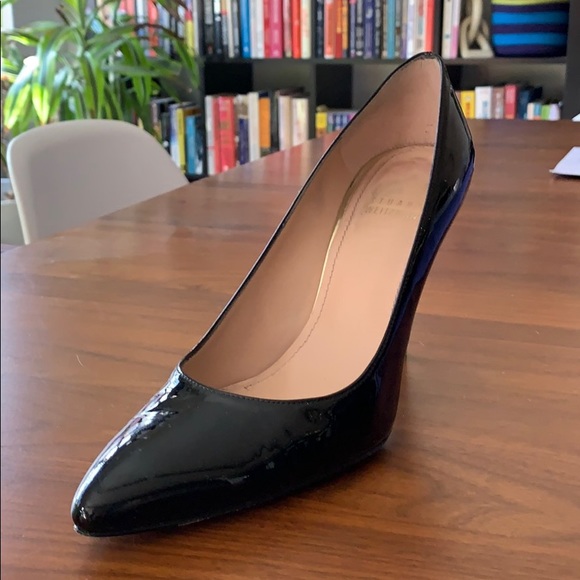 Stuart Weitzman classic blk Patent Mid Heel 8.5 - Picture 2 of 6